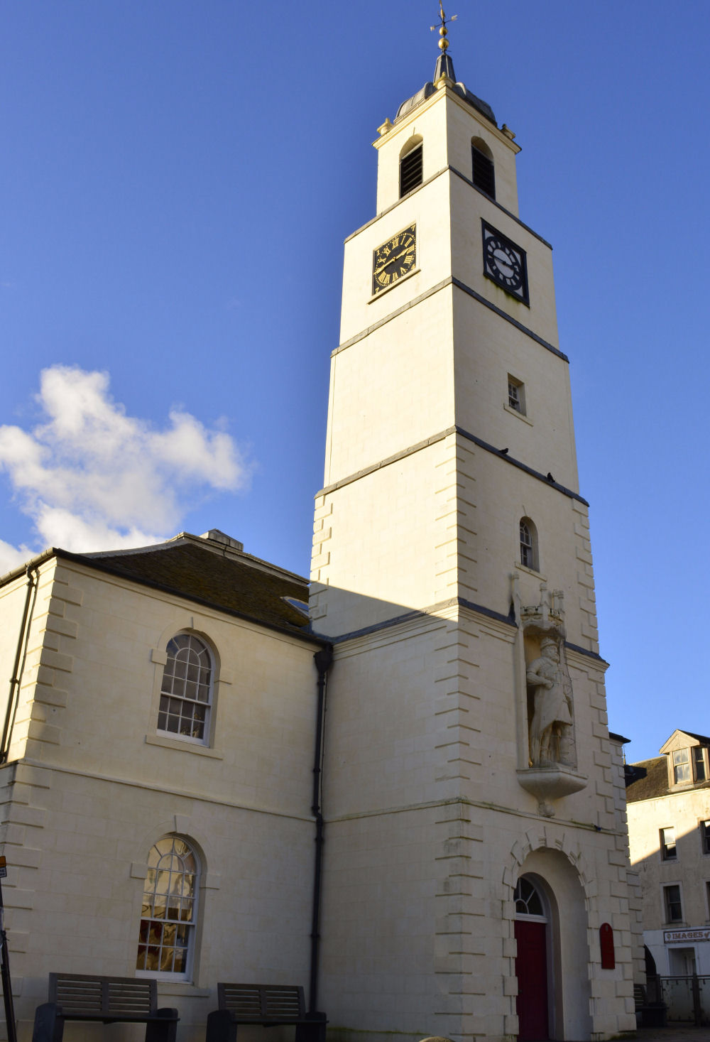 Photo of St Nicholas church steeple, Lanark